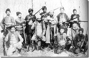 Nigol Duman, seated, with his band of fedayees.